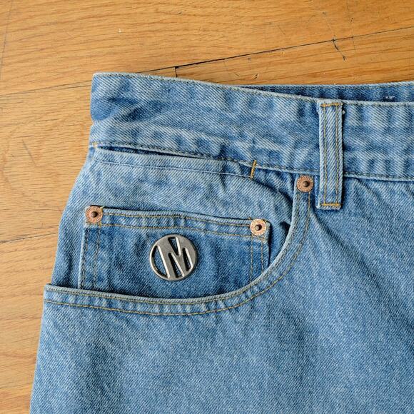 Y2K MOJEANS Baggy Carpenter Denim Shorts Light Wash Blue Size 40 Hip-Hop Skater - Picture 2 of 15